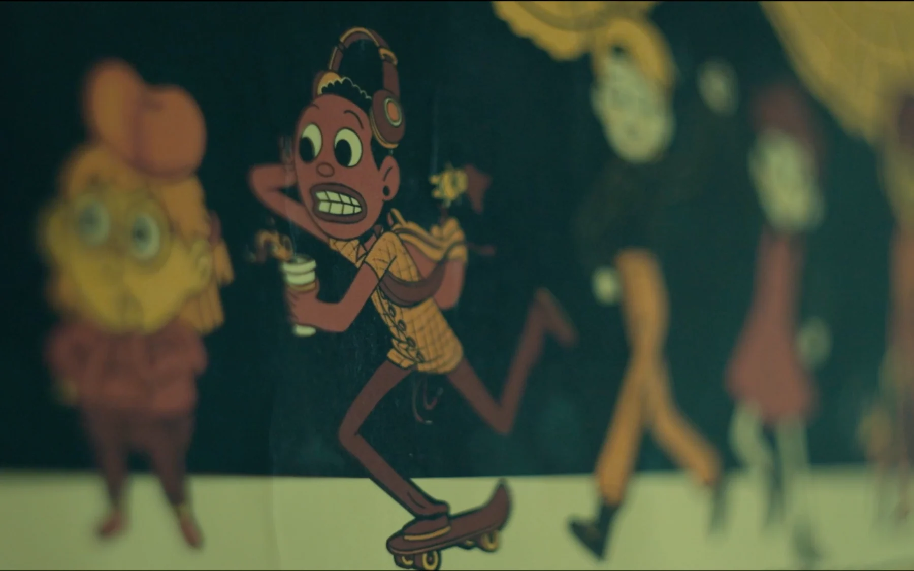 An illustrated character from a Capilano University documentary project.
